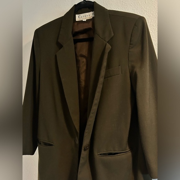 Vintage Career Essentials Brown Suit Jacket with Relaxed Fit Size 12 - Picture 2 of 4
